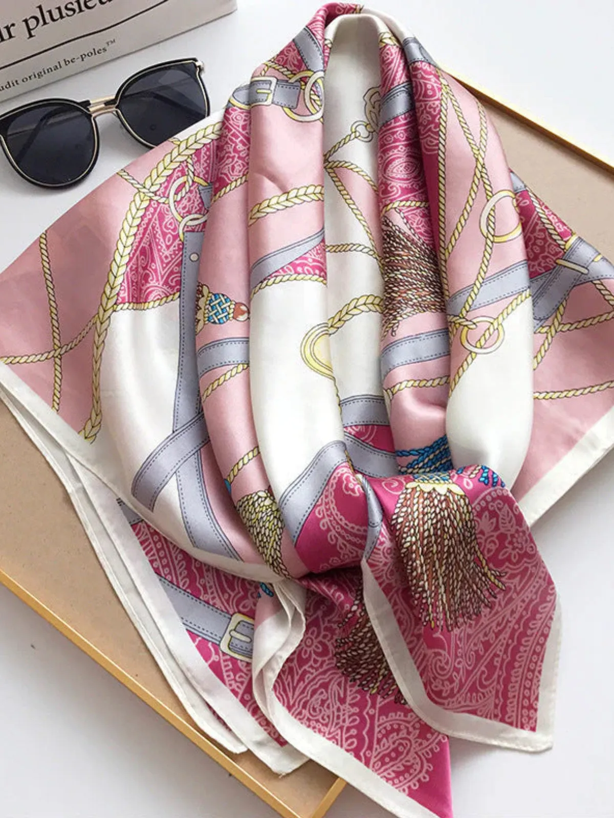 100% Mulberry Silk Printed Square Shawl Scarf 88*88cm