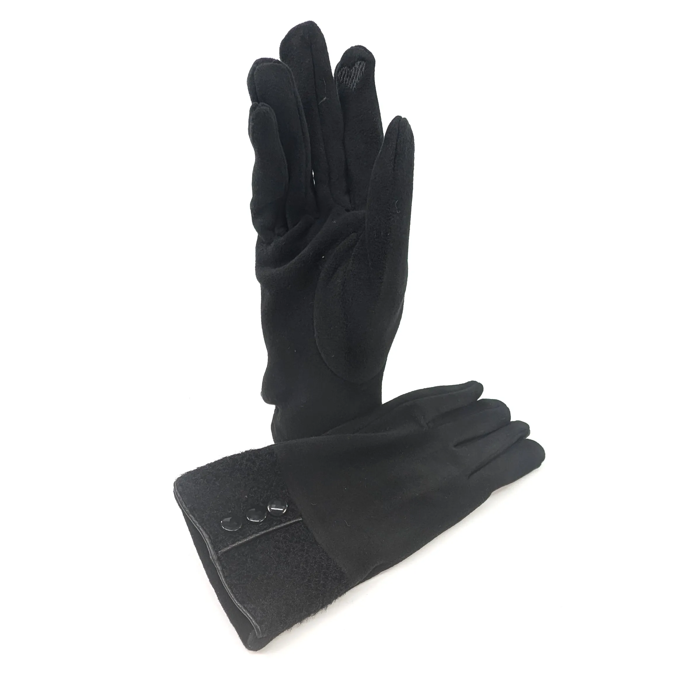 3 Button Vintage Gloves - Black