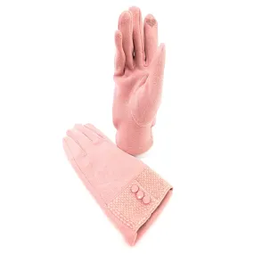 3 Button Vintage Gloves - Pink