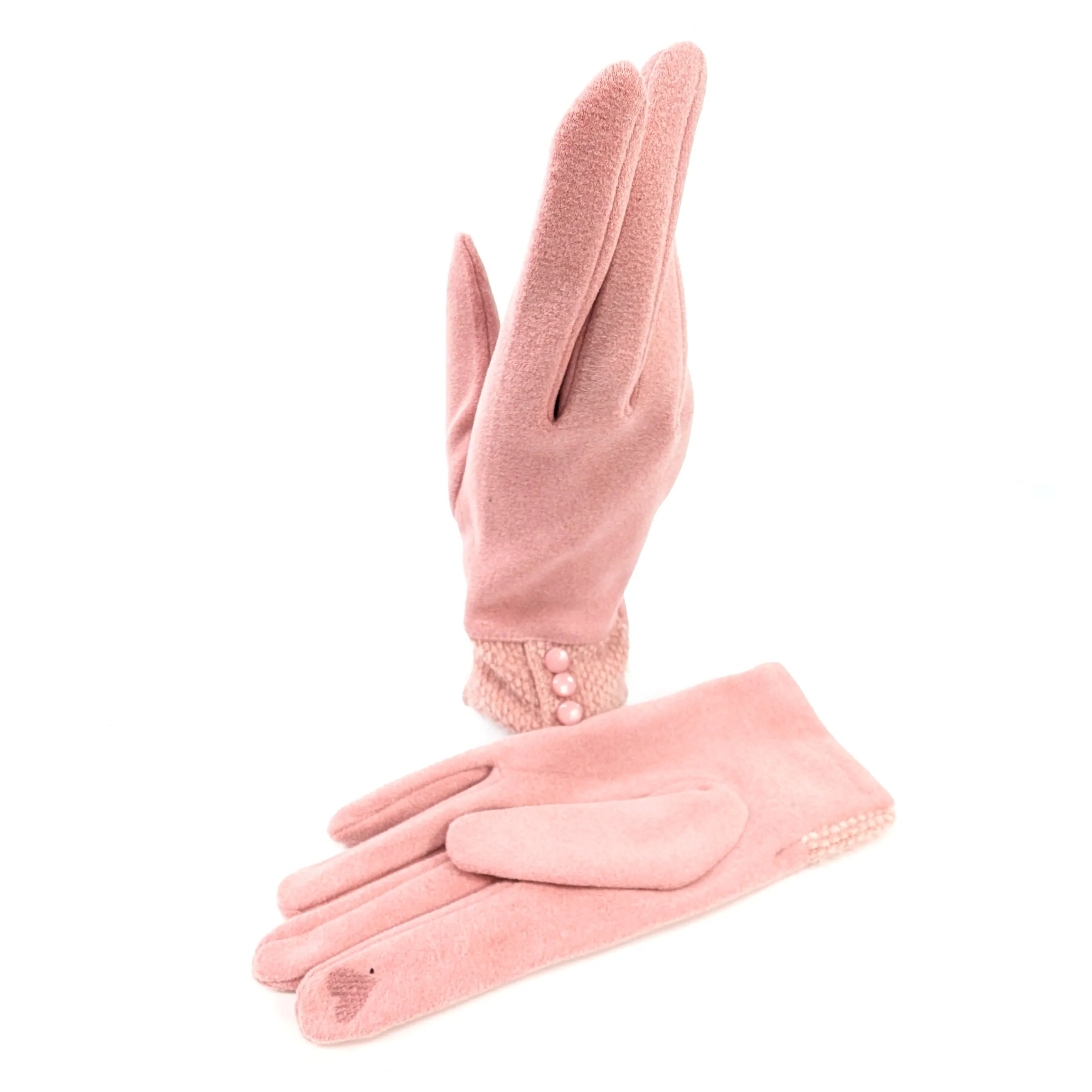 3 Button Vintage Gloves - Pink