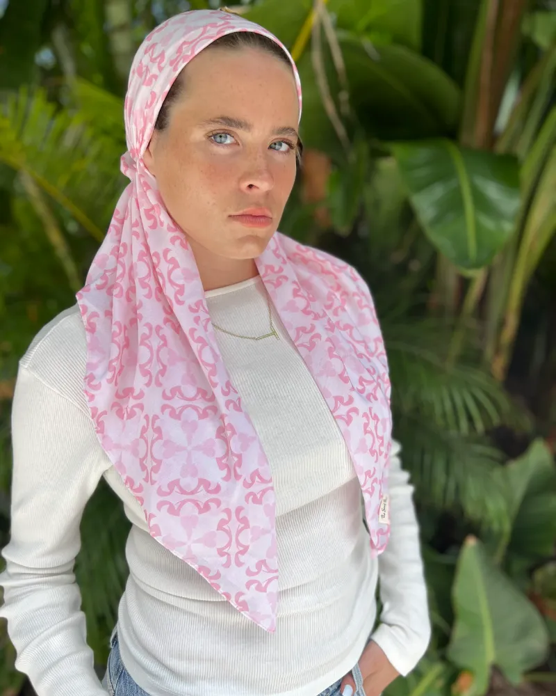 Abstract Pink Classic Pre-Tied Bandanna with Full Grip