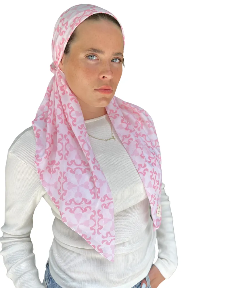 Abstract Pink Classic Pre-Tied Bandanna with Full Grip