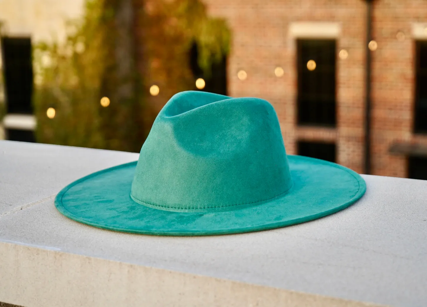 Atlanta Suede Wide Brim Fedora - Green