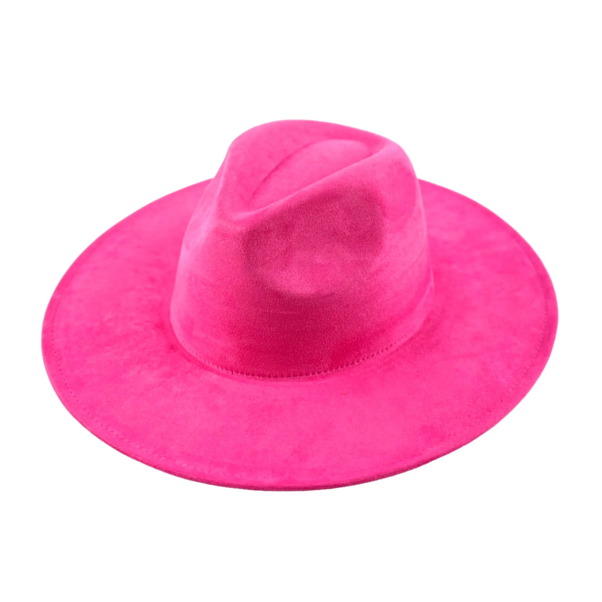 Atlanta Suede Wide Brim Fedora - Hot Pink