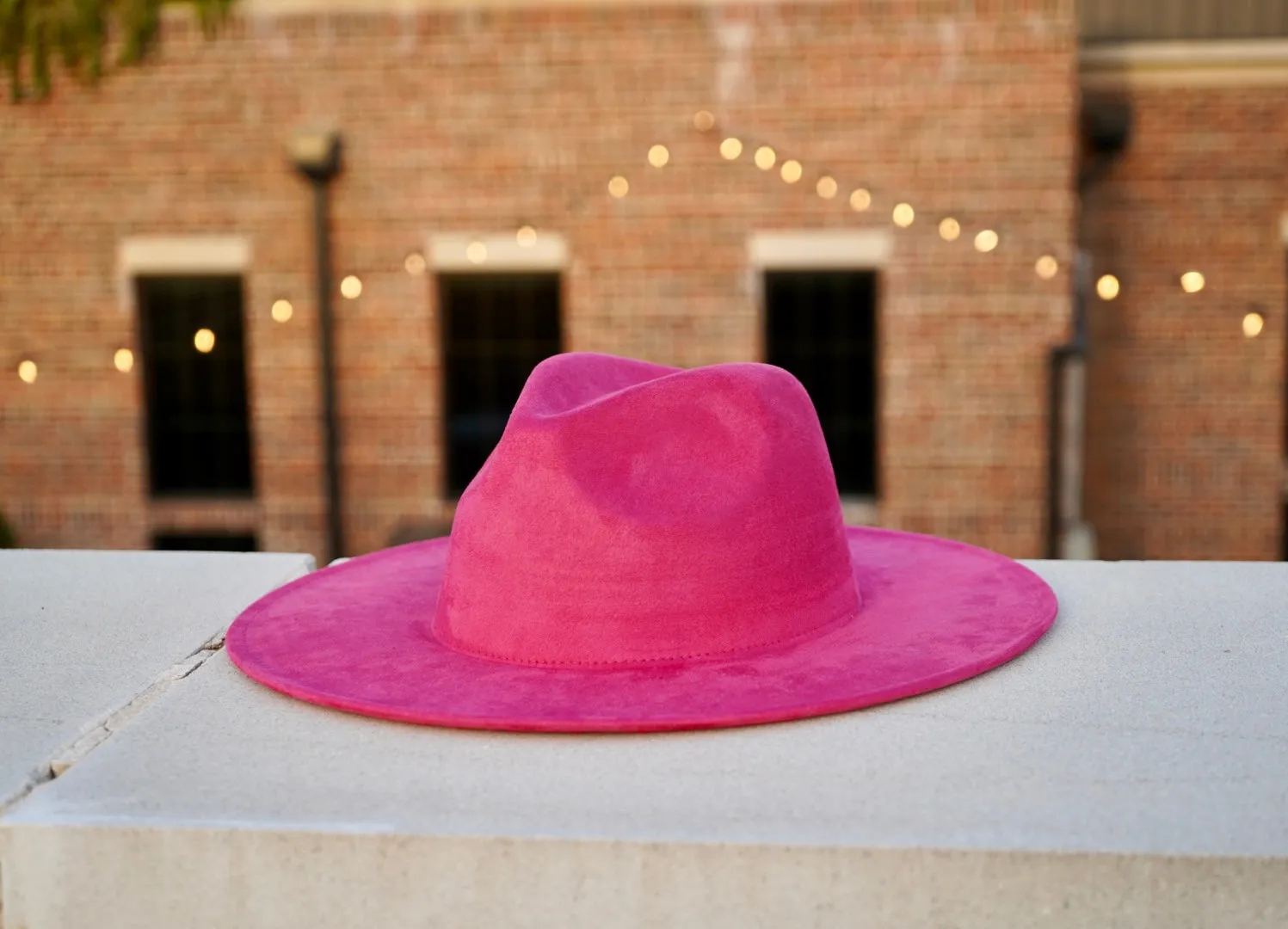 Atlanta Suede Wide Brim Fedora - Hot Pink