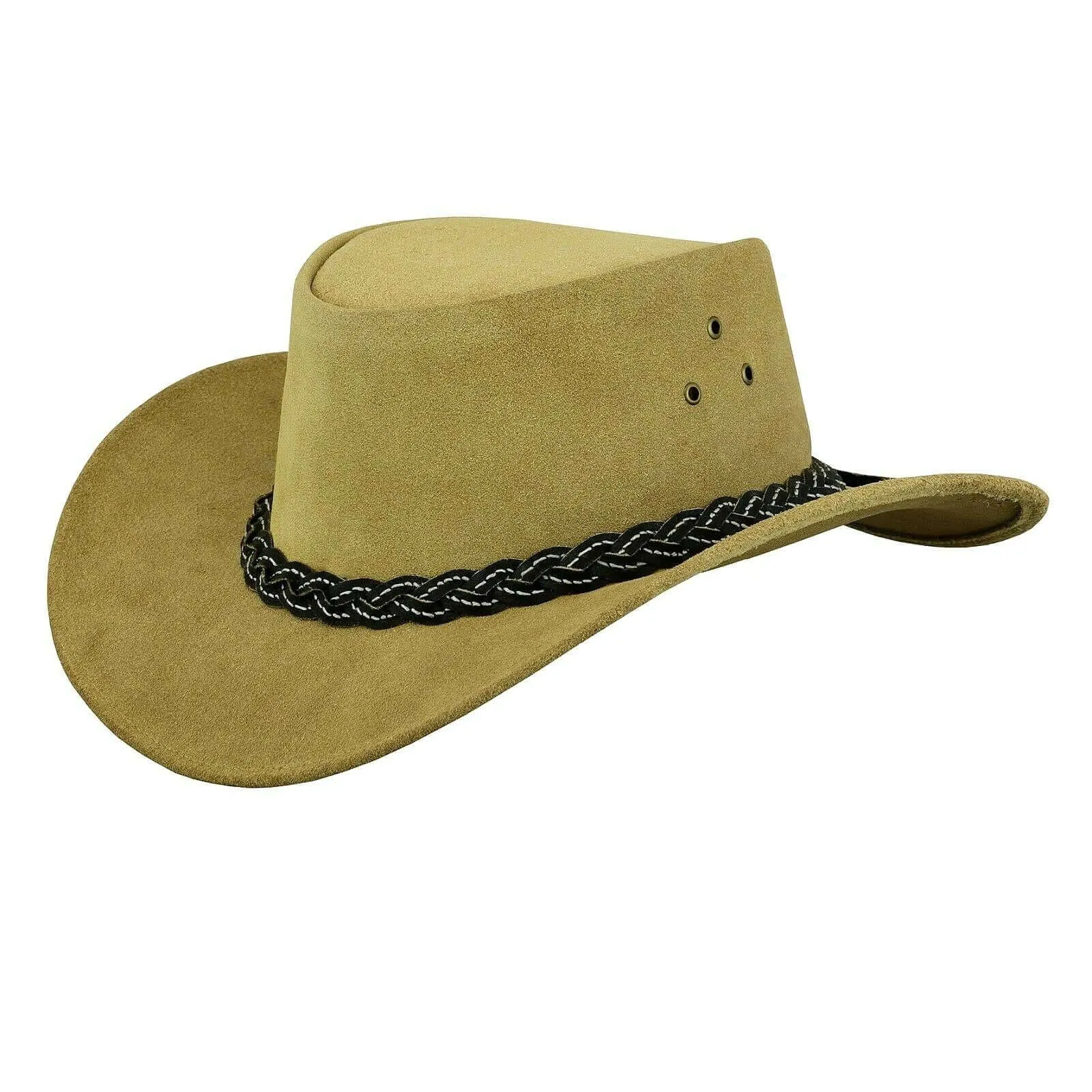 Australian Western Style Bush Cowboy Real Leather  Hat With  Chin Strap