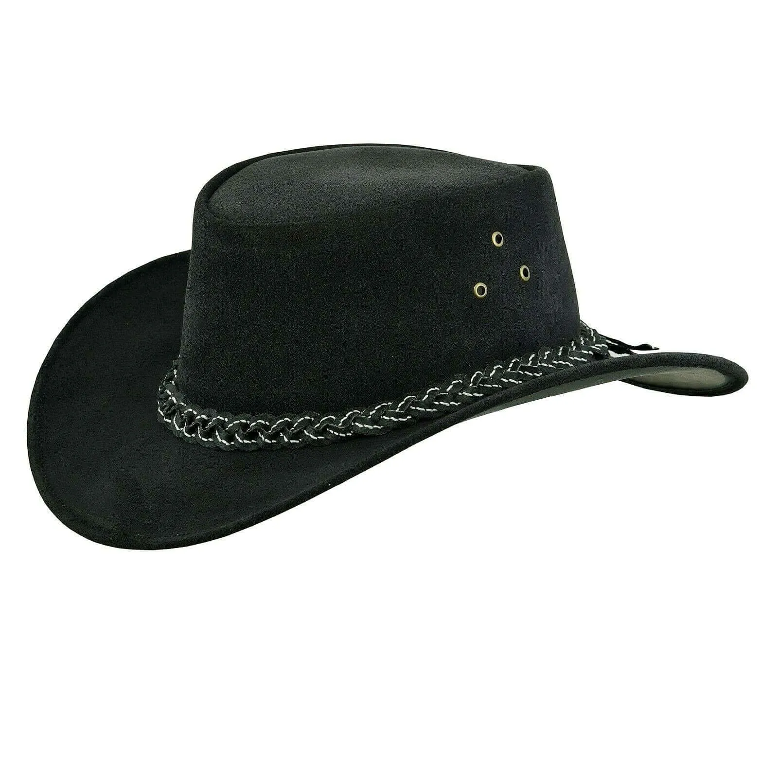 Australian Western Style Bush Cowboy Real Leather  Hat With  Chin Strap