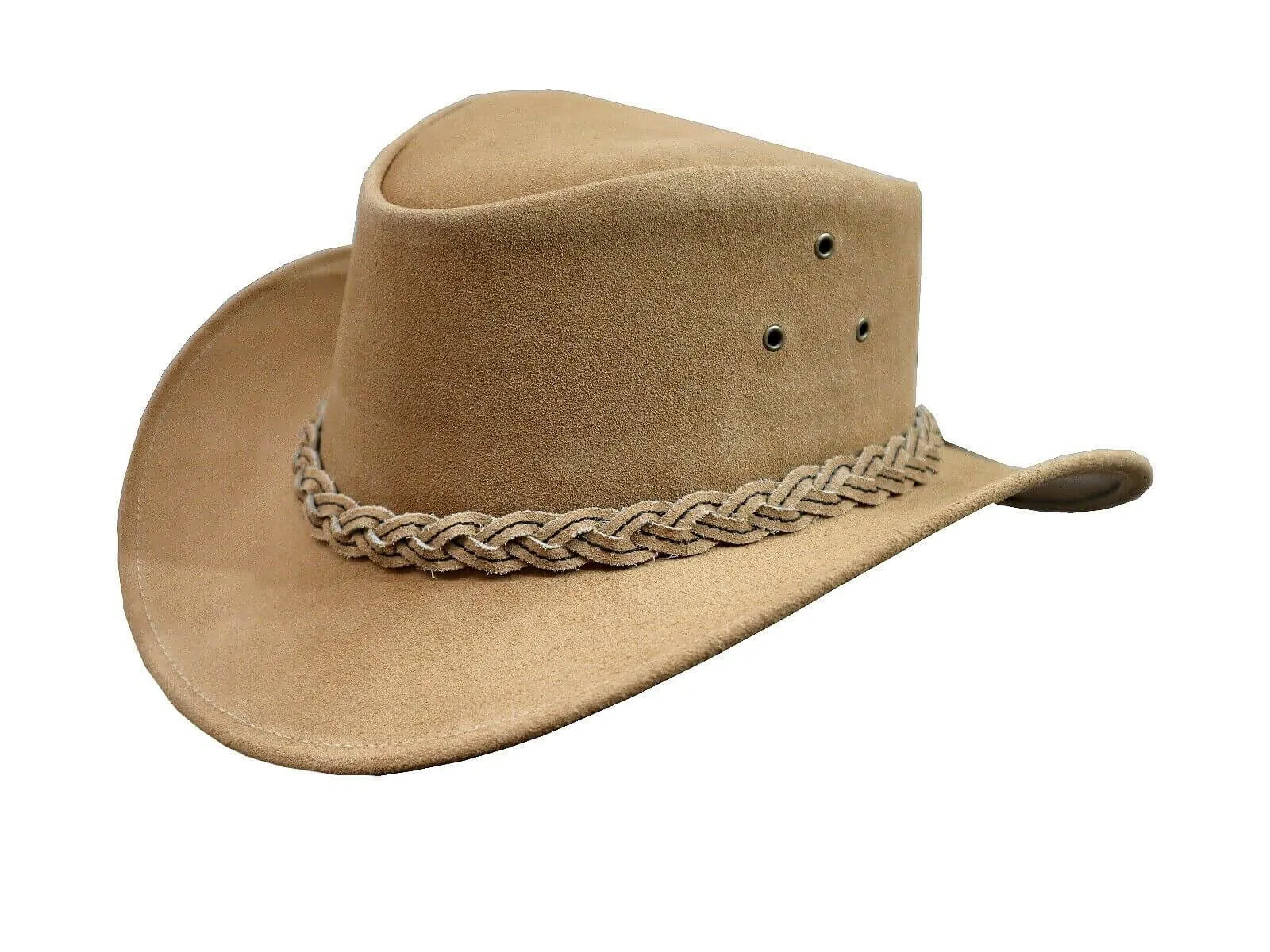 Australian Western Style Bush Cowboy Real Leather  Hat With  Chin Strap