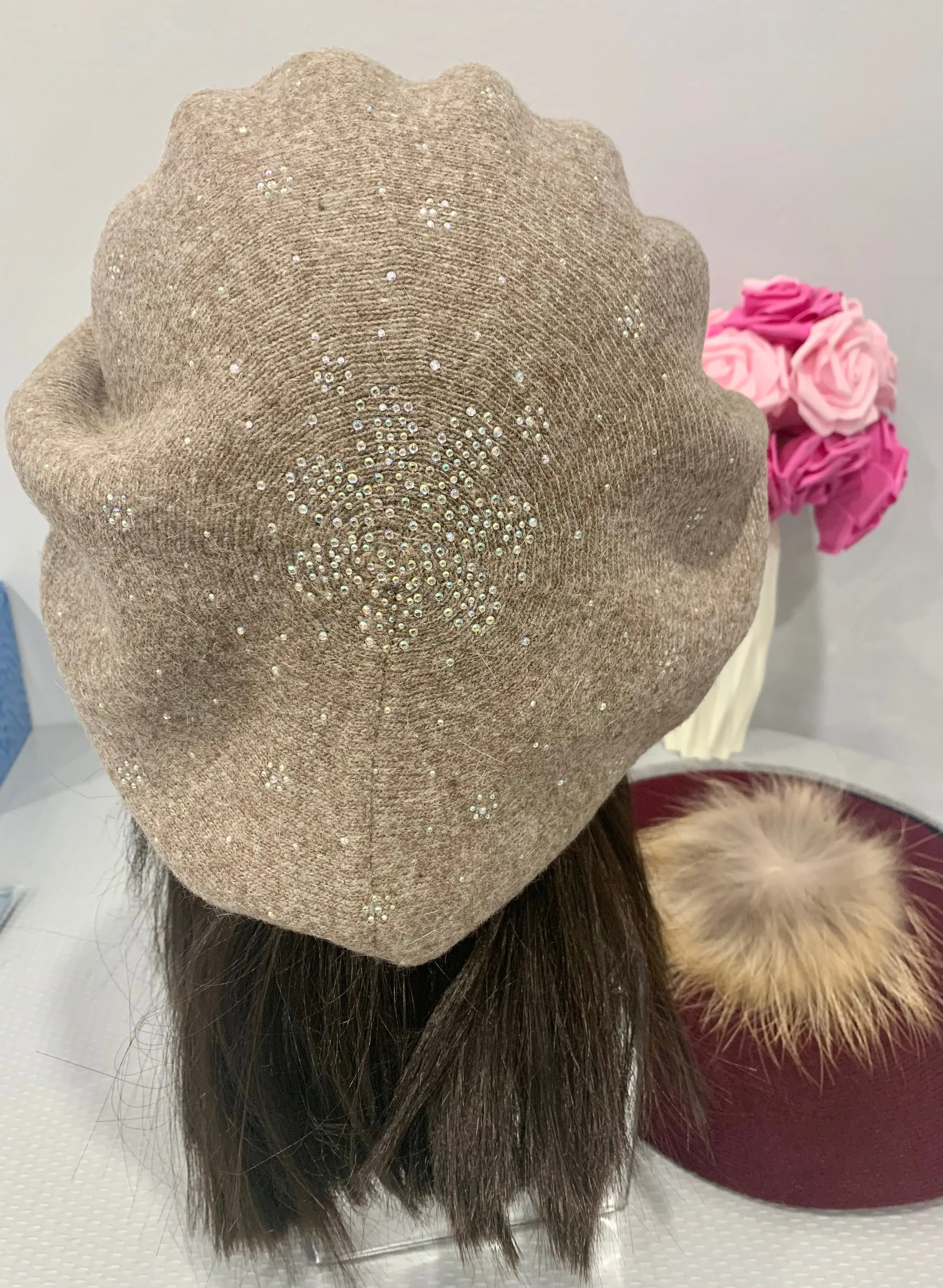 Beige Cashmere Winter Beret