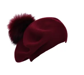 Beret with PomPom Burgundy NOT guaranteed for Christmas delivery