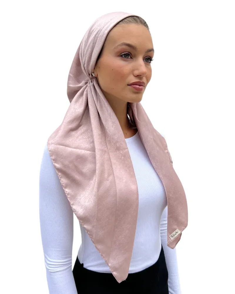 Blush Velour Classic Pre-Tied Bandanna with Velvet Grip