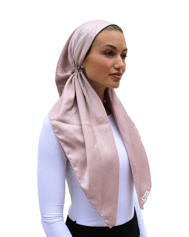 Blush Velour Classic Pre-Tied Bandanna with Velvet Grip