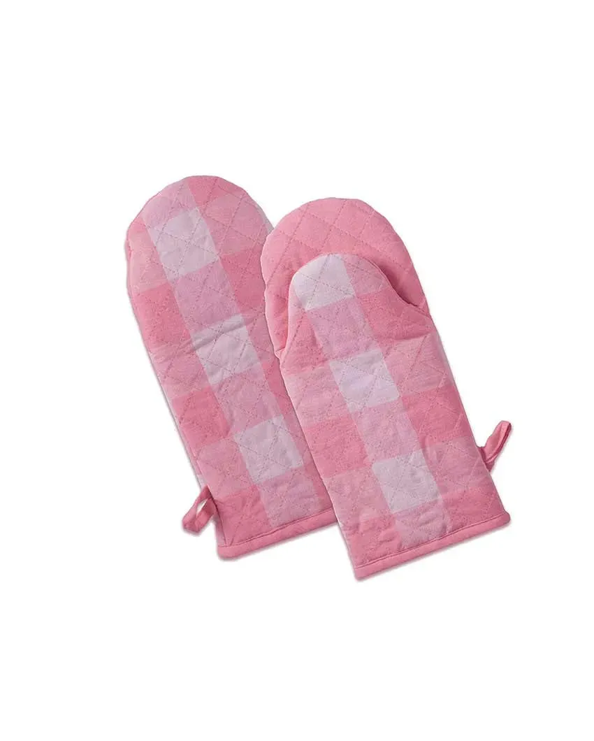 Buffalo Checks Oven Cotton Gloves Frog Style Heat Proof | Set of 2 | 6 X 13 Inches