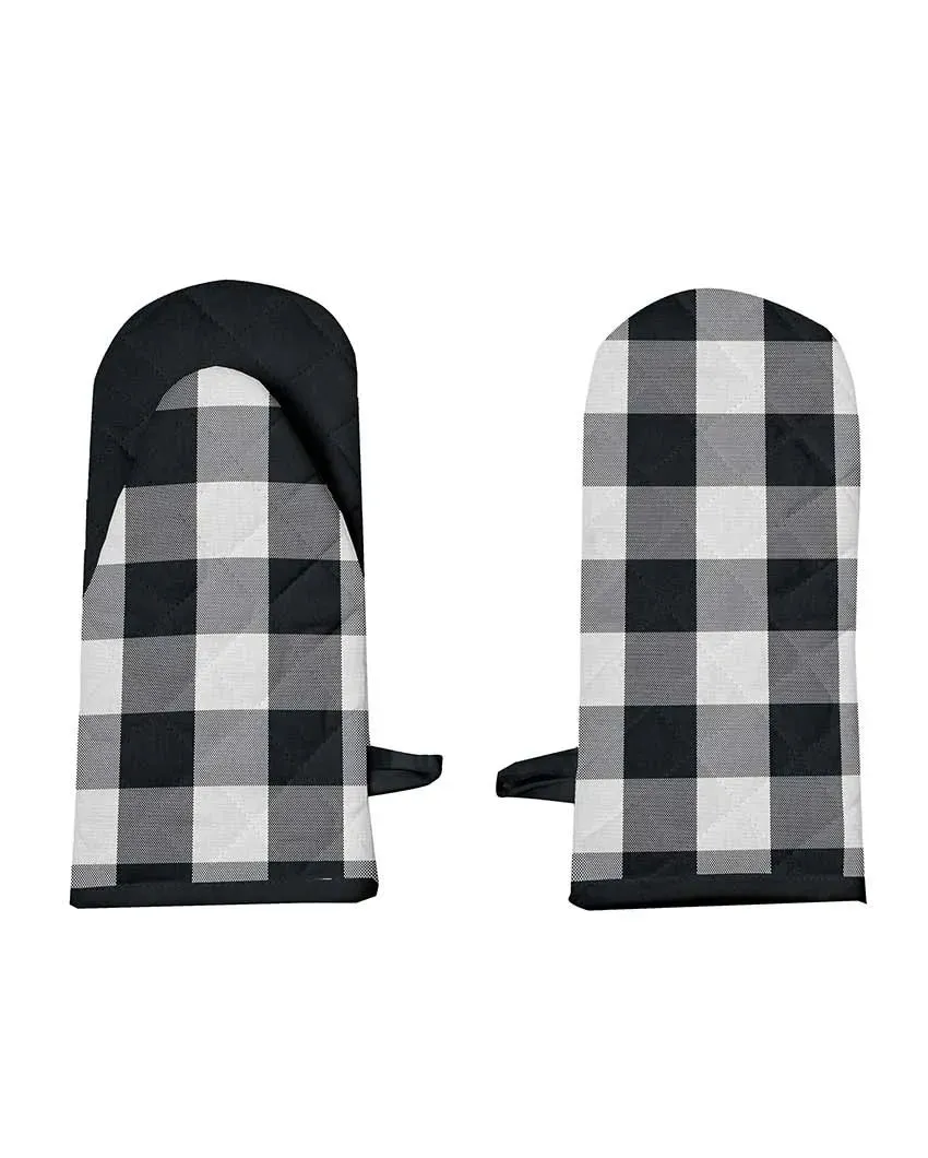 Buffalo Checks Oven Cotton Gloves Frog Style Heat Proof | Set of 2 | 6 X 13 Inches