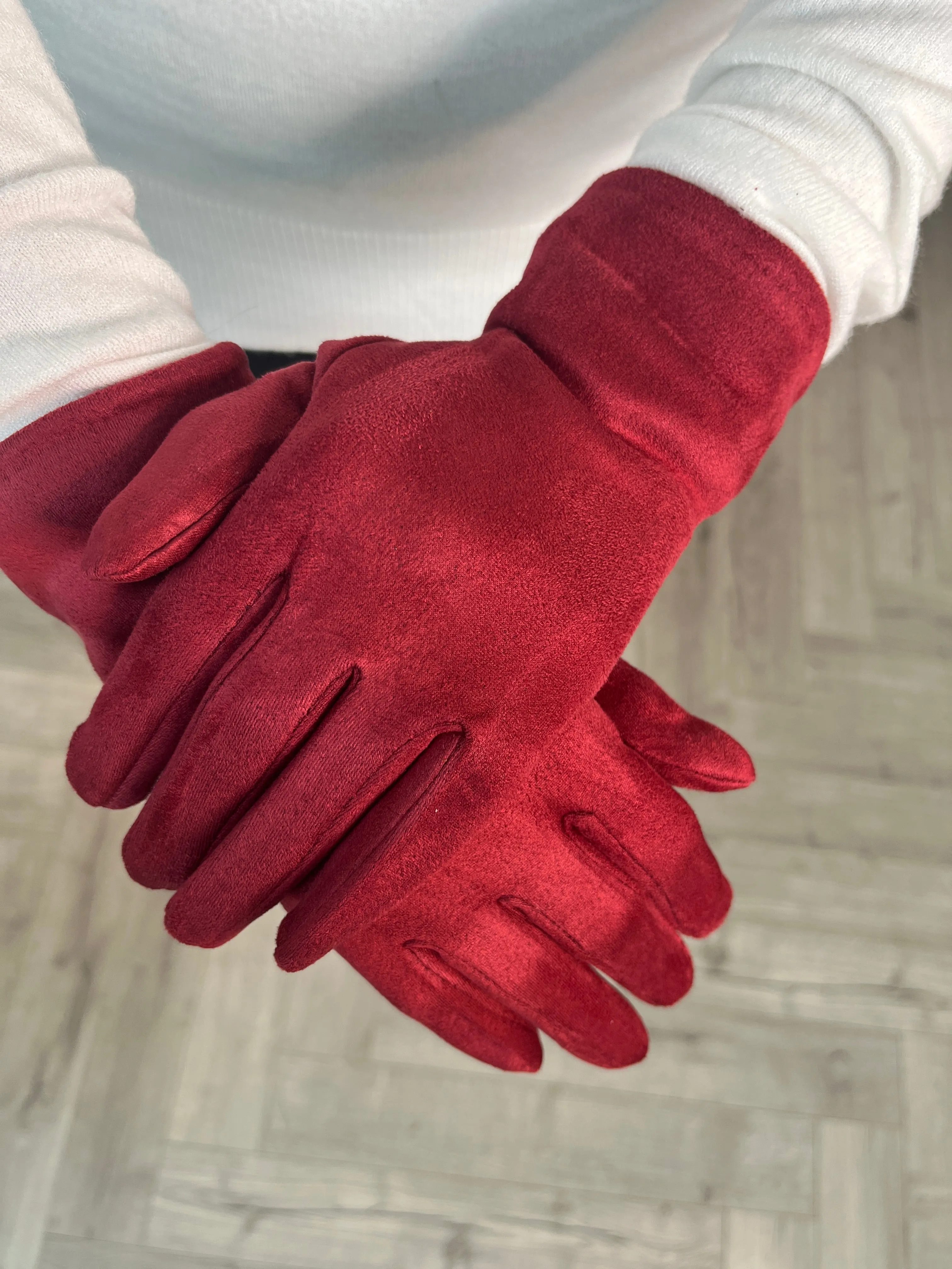 Burgundy Suede Gloves