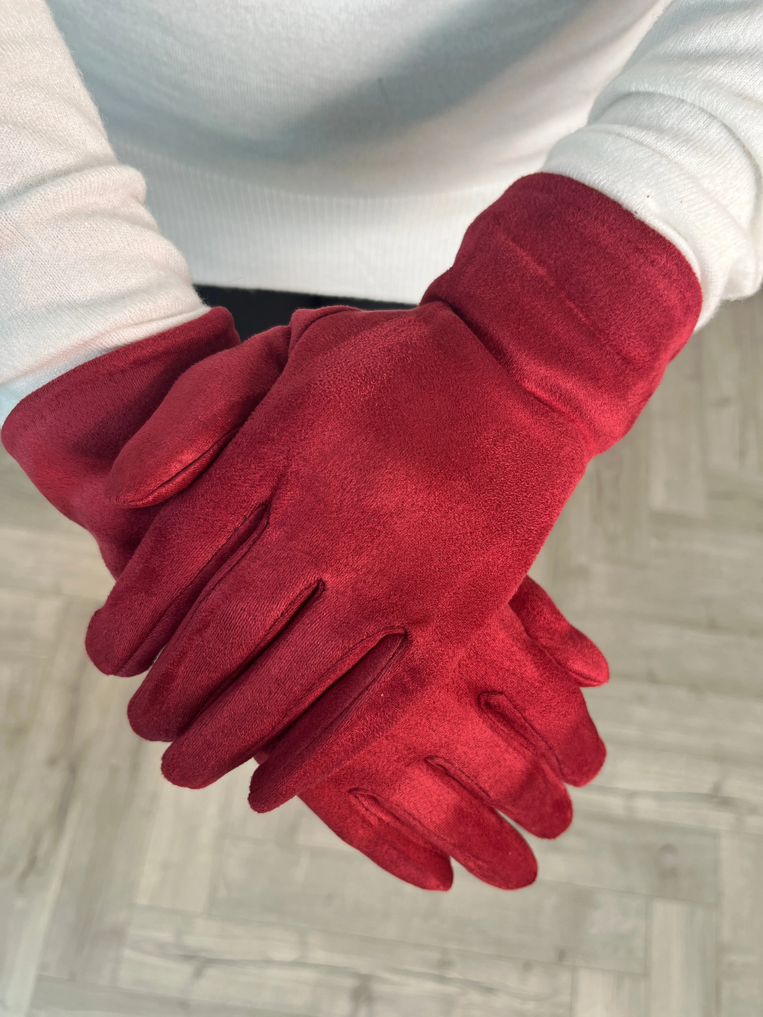 Burgundy Suede Gloves