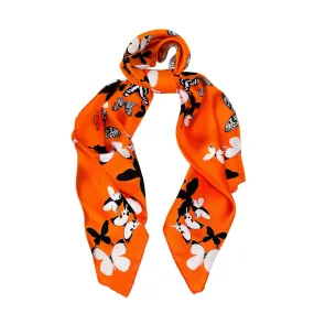 Butterflies Silk Scarf Orange