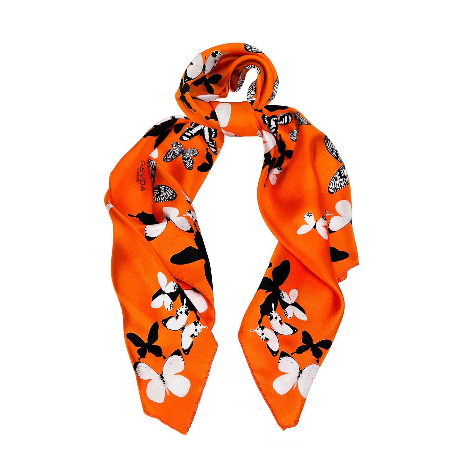 Butterflies Silk Scarf Orange