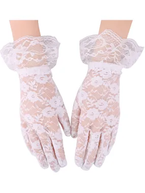 Child White Lace Gloves - Wrist Length