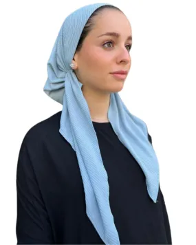 Classic Jersey Ribbed Sky Blue Pre-Tied Bandanna with Full Grip