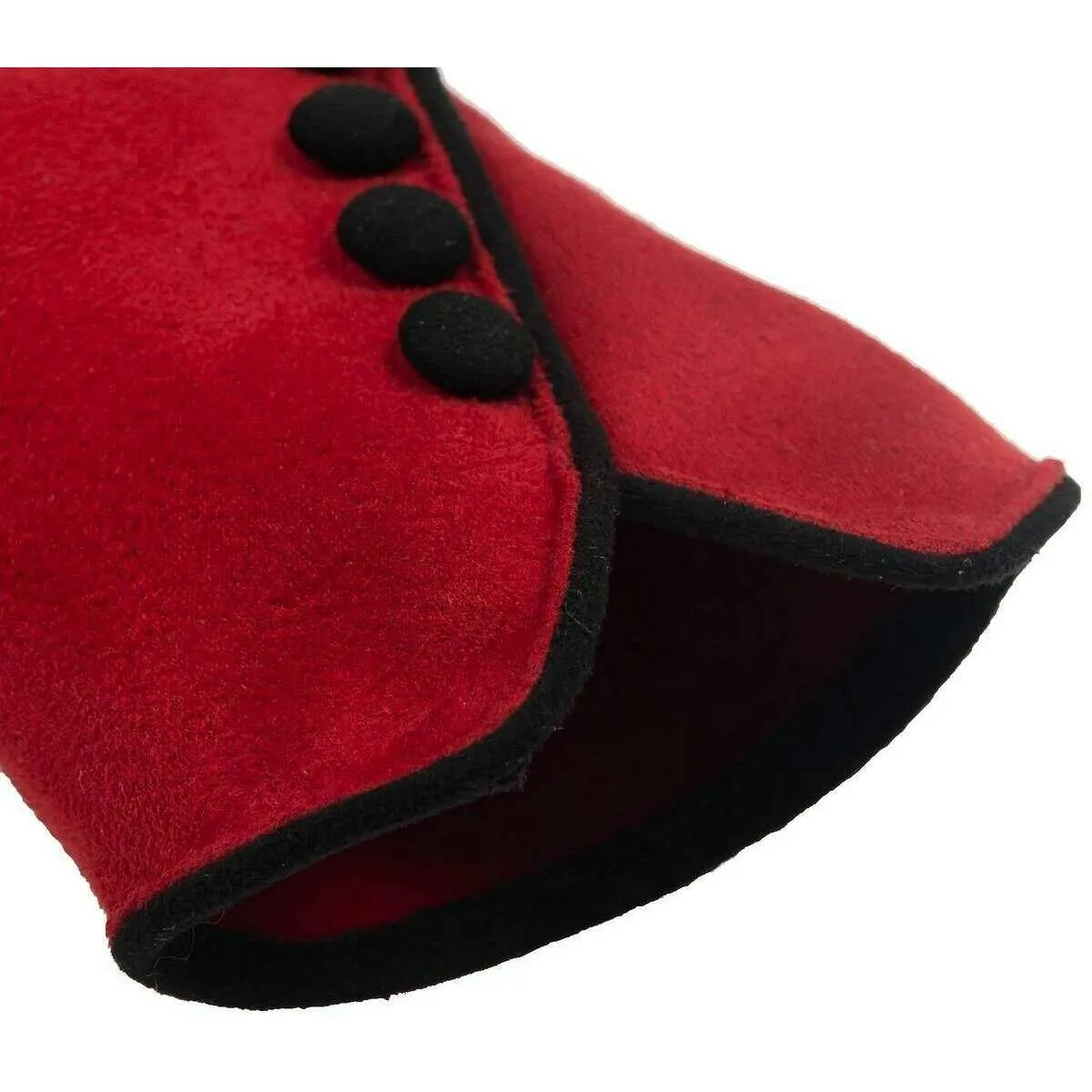 Dents Faux Suede Button Gloves - Berry Red/Black