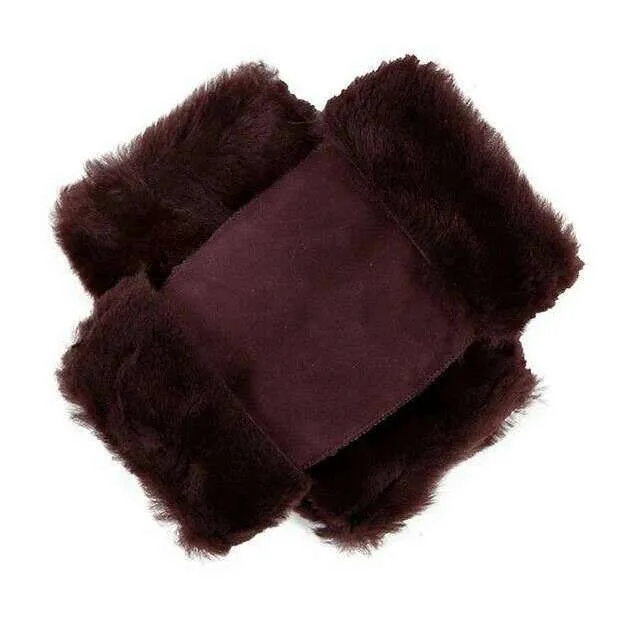 Dents Vera Fingerless Sheepskin Mittens - Aubergine Suede