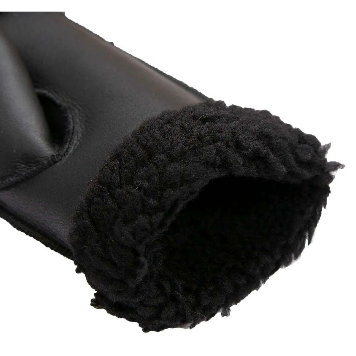 Dents Vera Fingerless Sheepskin Mittens - Black Nappa