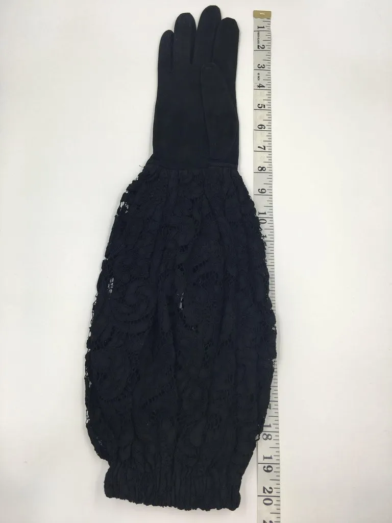 Dior Black Suede and Lace Blouson Elbow Length Glove