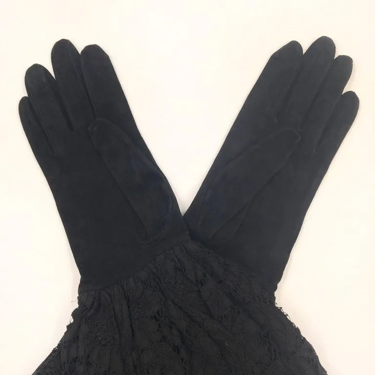 Dior Black Suede and Lace Blouson Elbow Length Glove