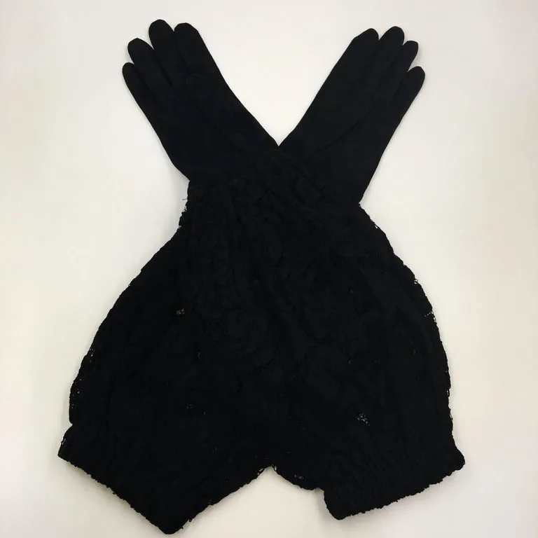 Dior Black Suede and Lace Blouson Elbow Length Glove