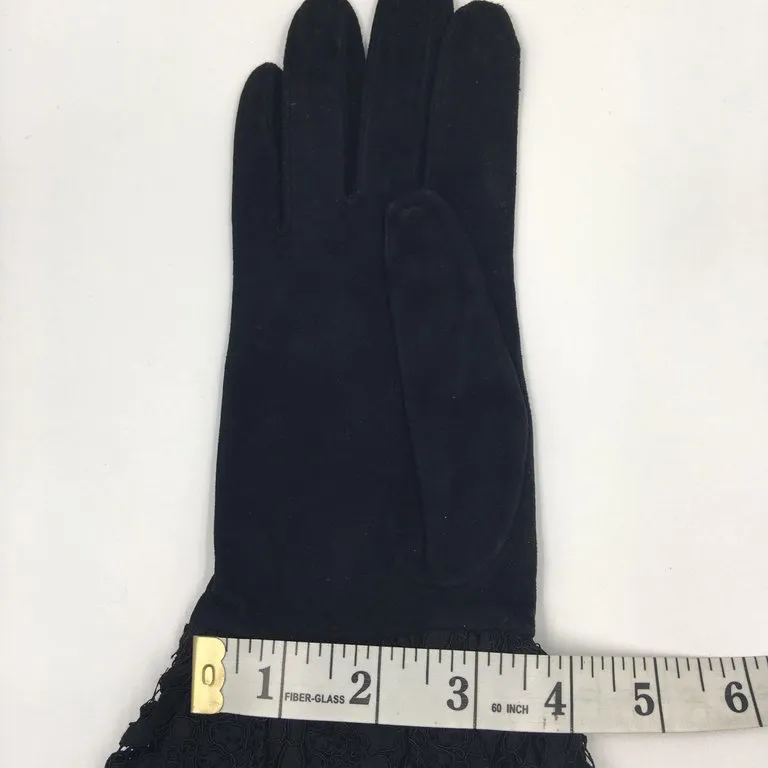 Dior Black Suede and Lace Blouson Elbow Length Glove