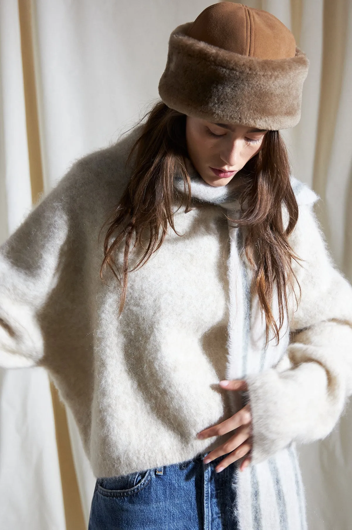 Dora Shearling Hat Ginger Beige