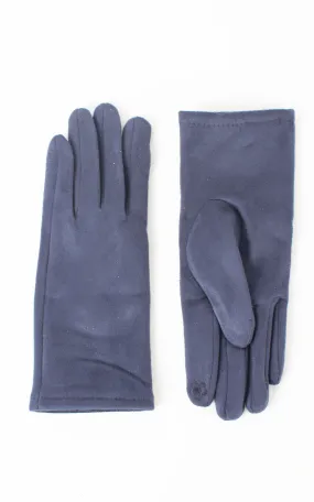 Faux Suede Plain Gloves | Navy