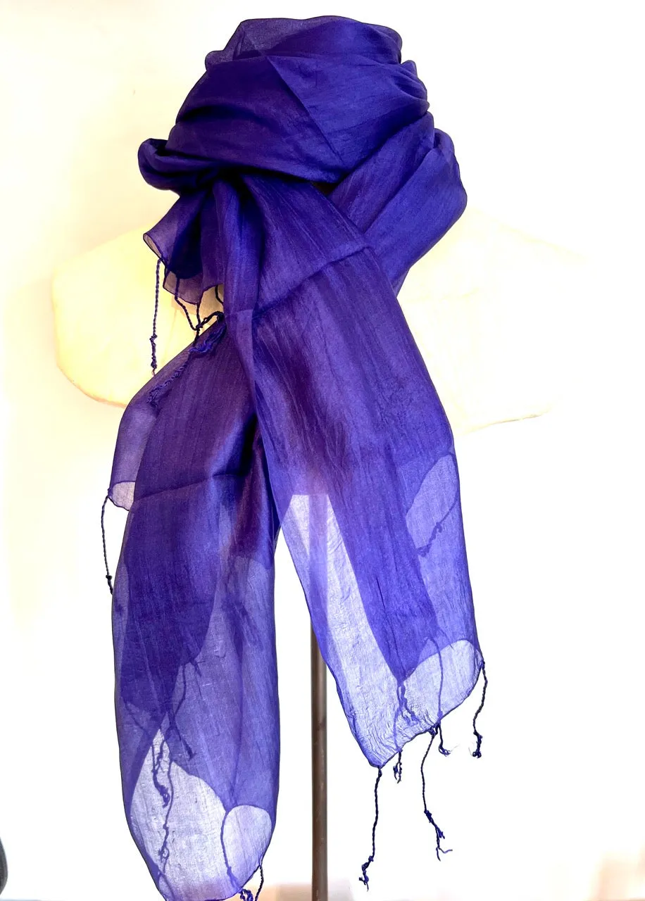 Fine Quality Silk Scarf | Ink Blue