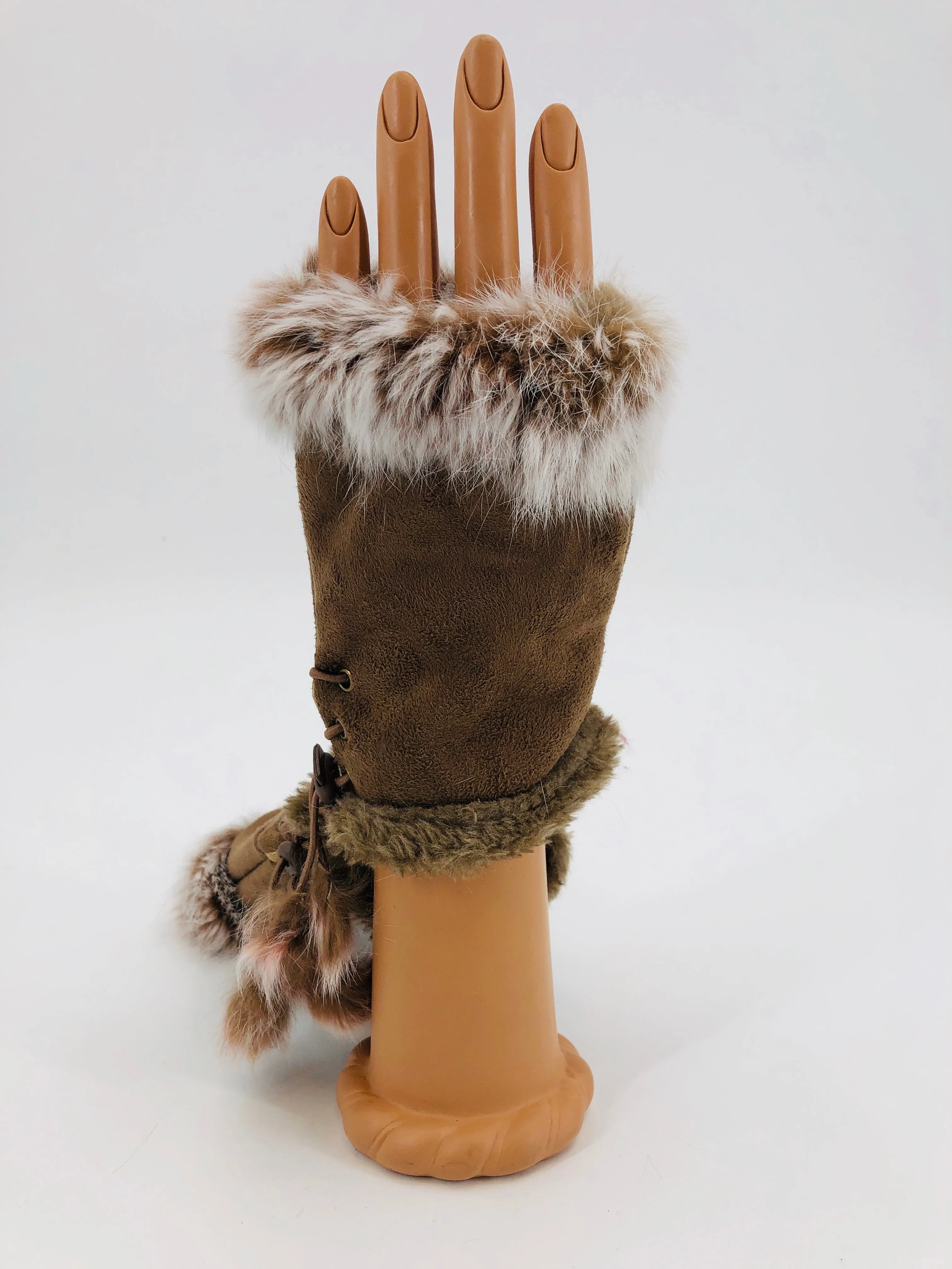 Genuine Rabbit Fingerless Gloves - Multiple Colors