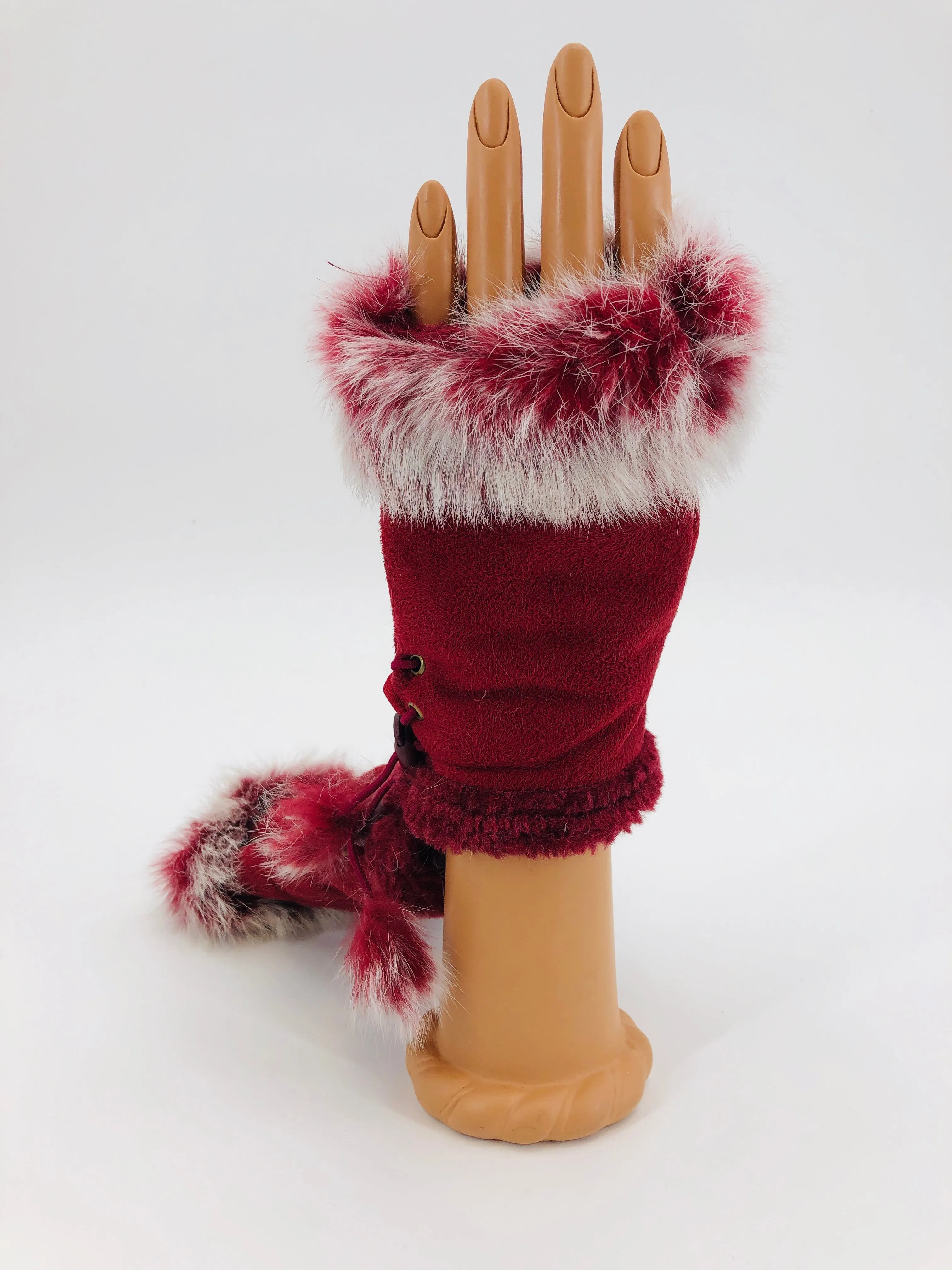 Genuine Rabbit Fingerless Gloves - Multiple Colors