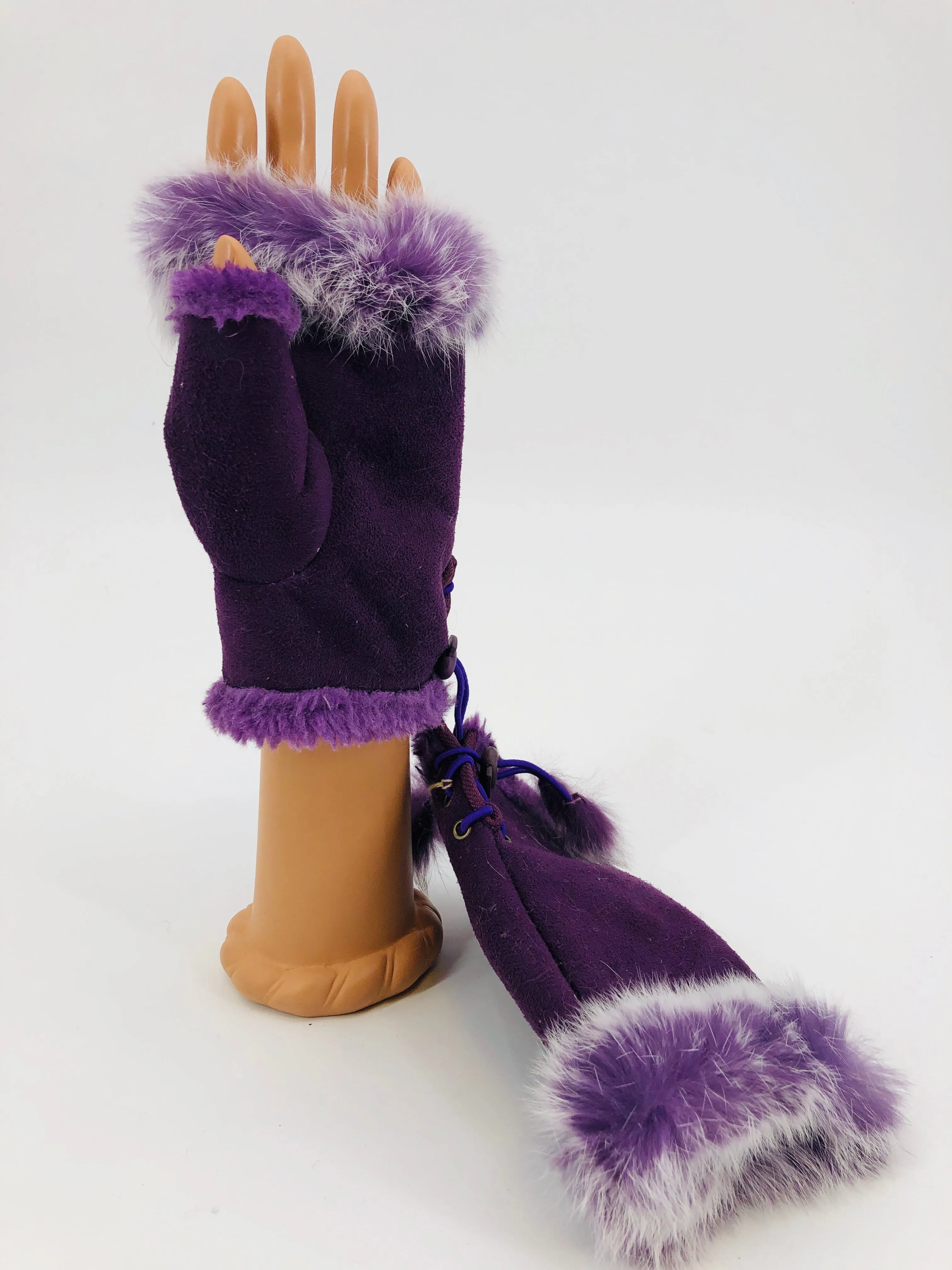 Genuine Rabbit Fingerless Gloves - Multiple Colors