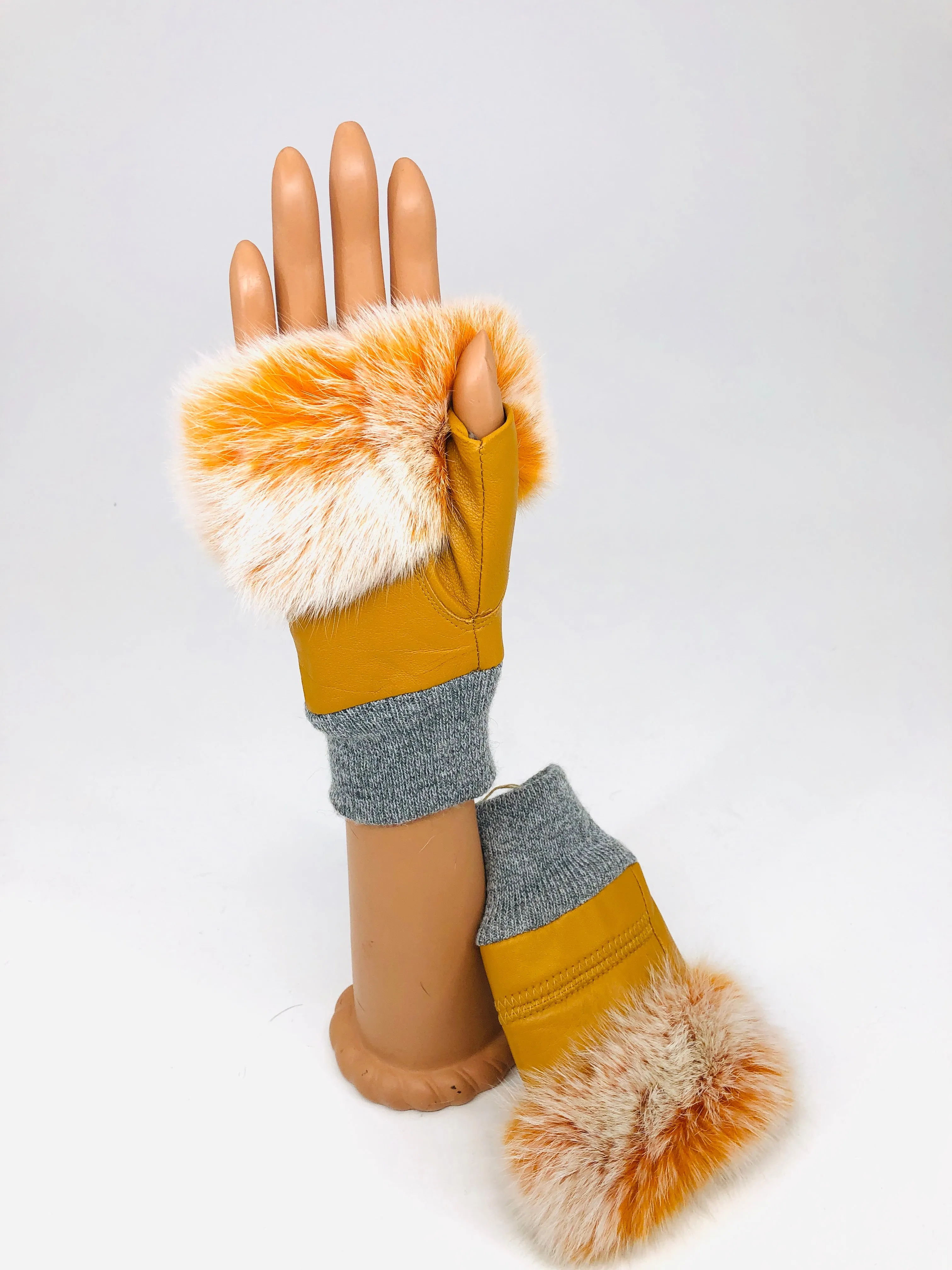 Genuine Rex Rabbit Fingerless Gloves