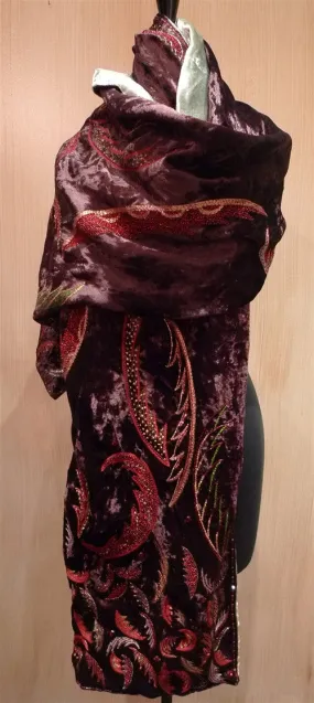 Georgina Von Etzdorf Embroidered Velvet Shawl