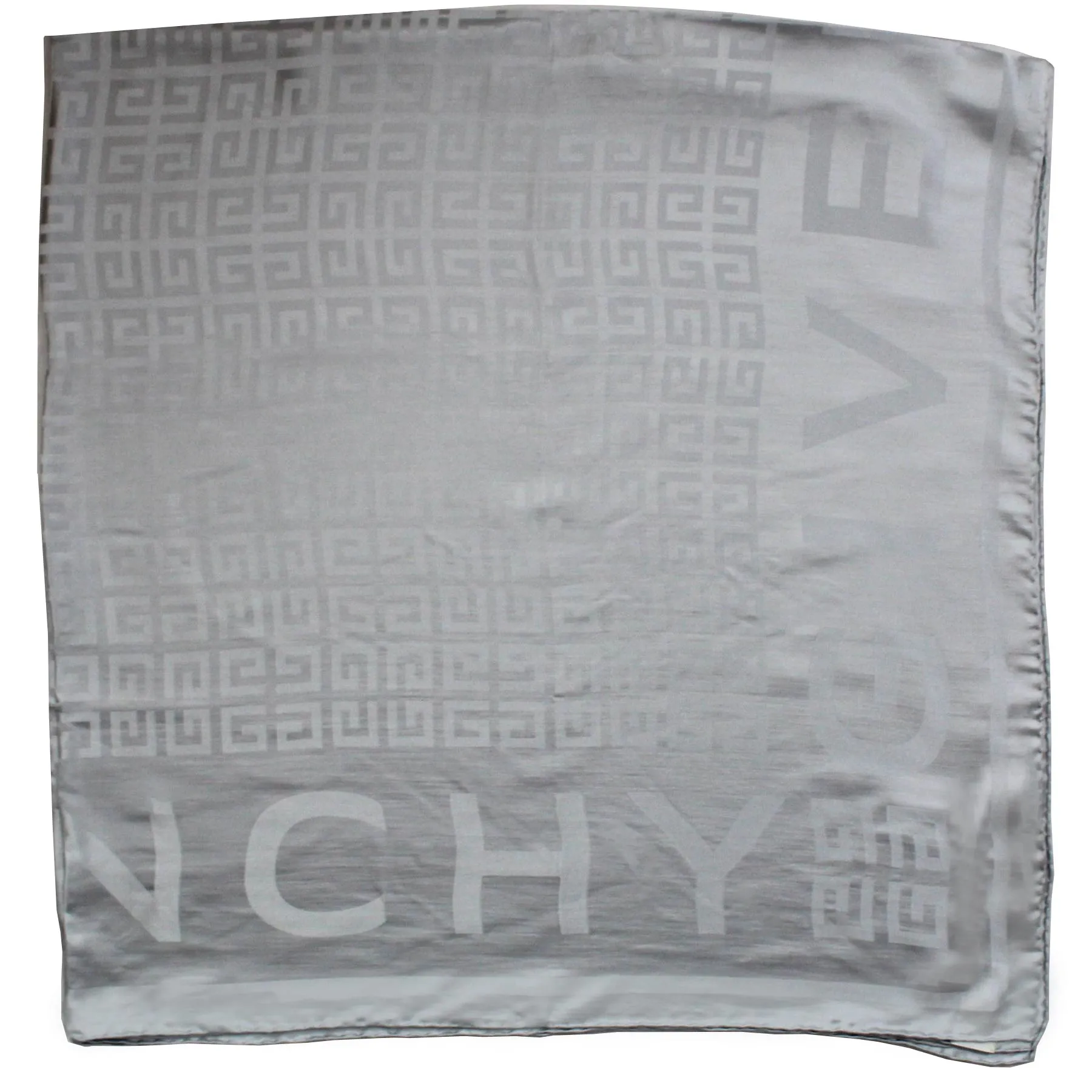 Givenchy Scarf Gray Logo 4G Design - Extra Large Twill Silk Square Wrap