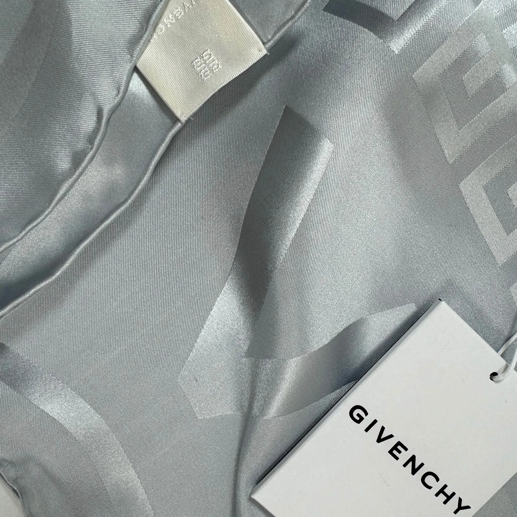 Givenchy Scarf Gray Logo 4G Design - Extra Large Twill Silk Square Wrap