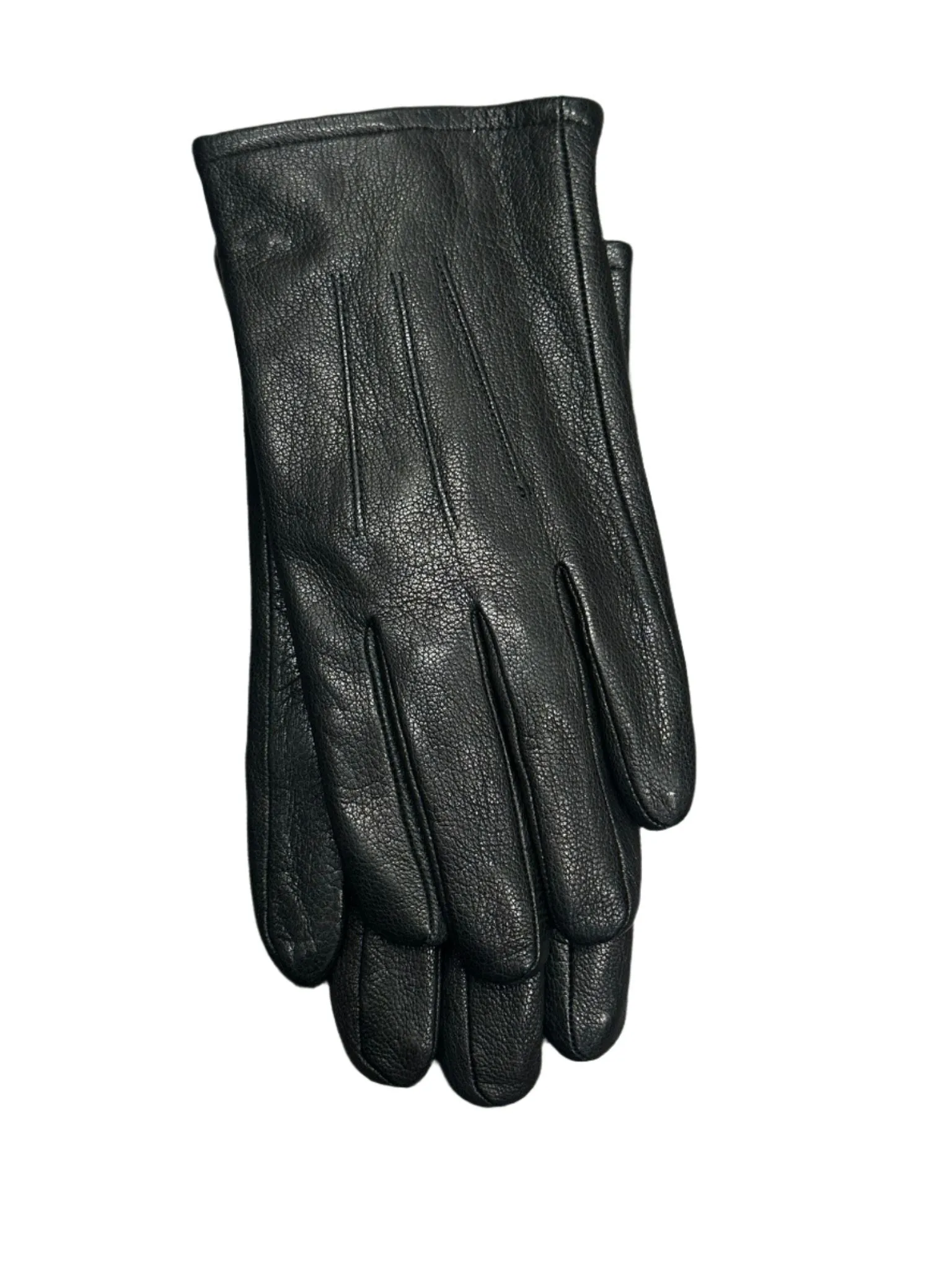 gloves mens leather rabbit fur - black