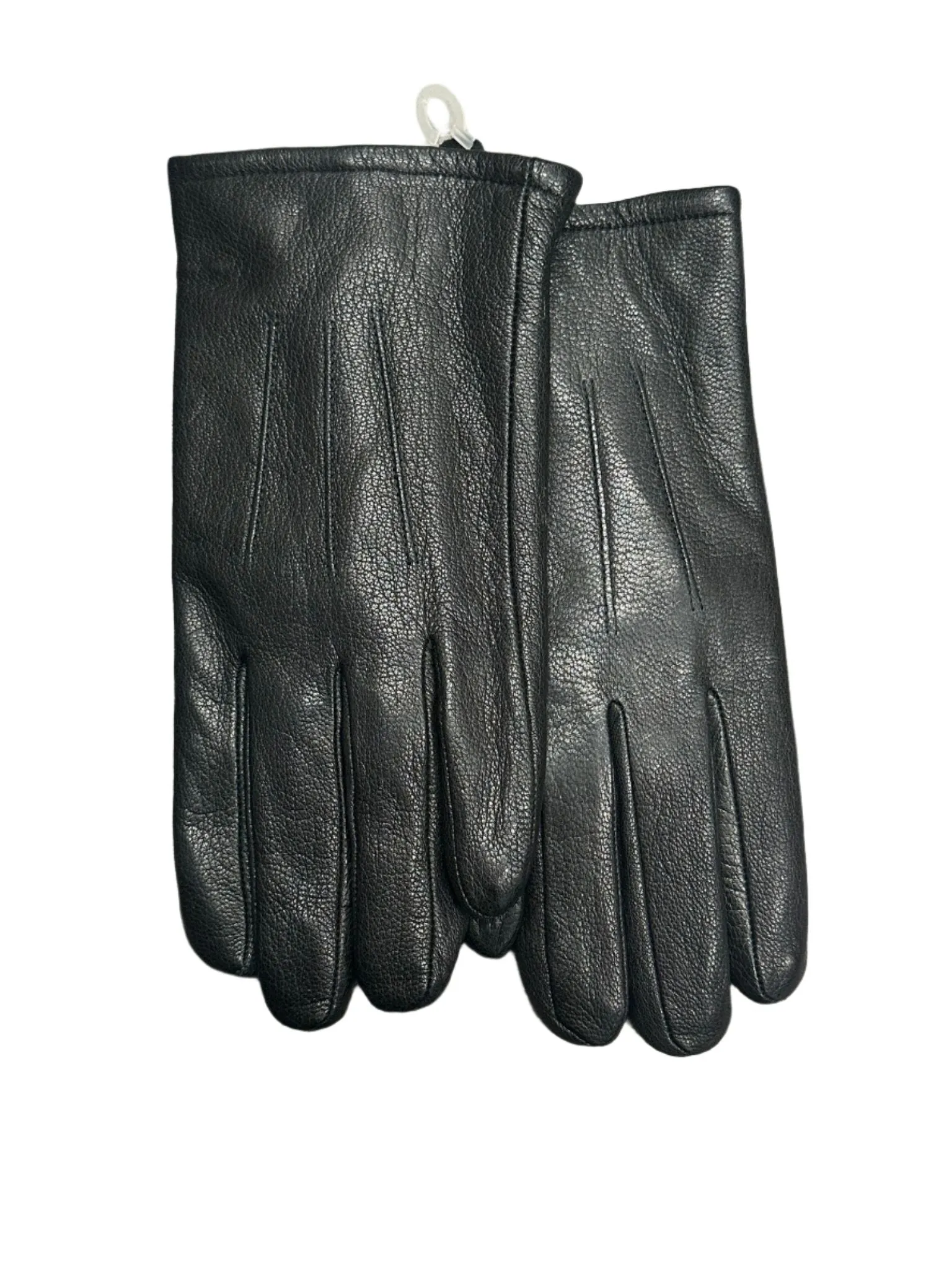 gloves mens leather rabbit fur - black