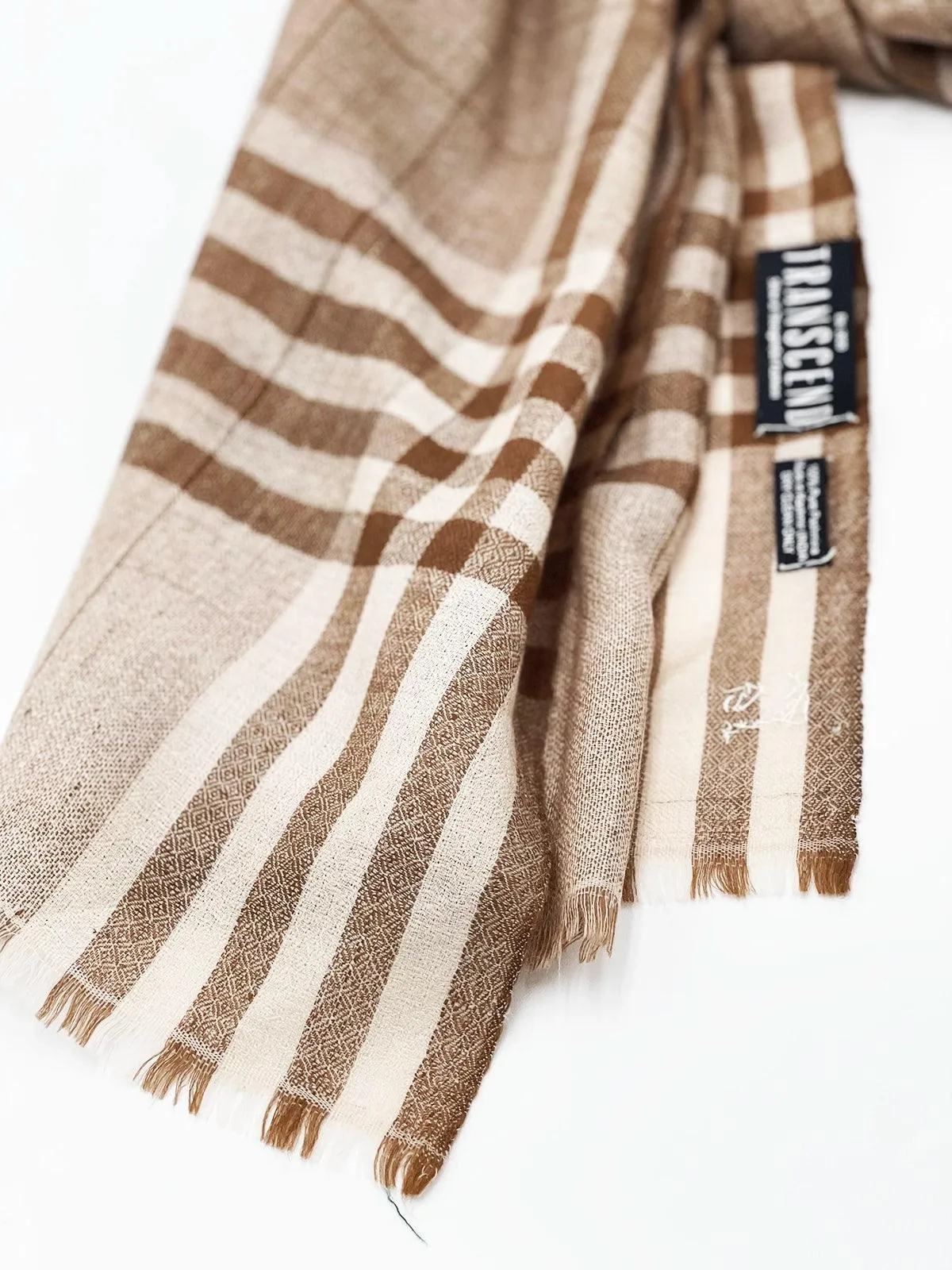 Handwoven 100% Pure Pashmina - BROWN & BEIGE STRIPES