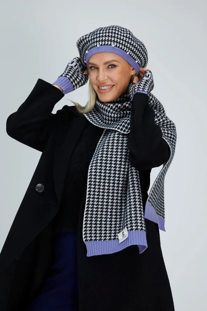 Houndstooth Pearled Cashmere Berets