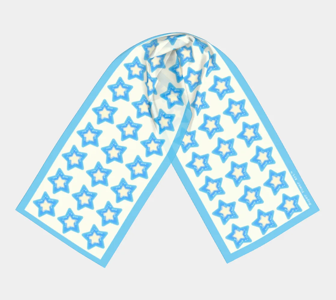 Insook Hwang's Art_Scarves_Long_Stars_blue#2(cream)