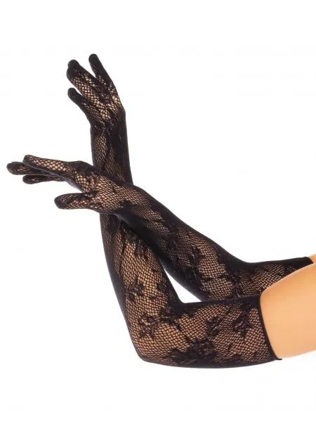 Lace Opera Length Gloves - Black - One Size