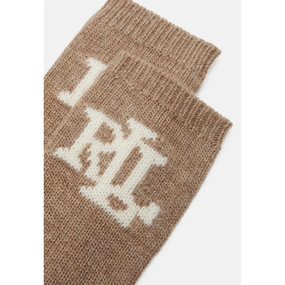 Lauren Ralph Lauren Logo Gloves in Cream/Camel