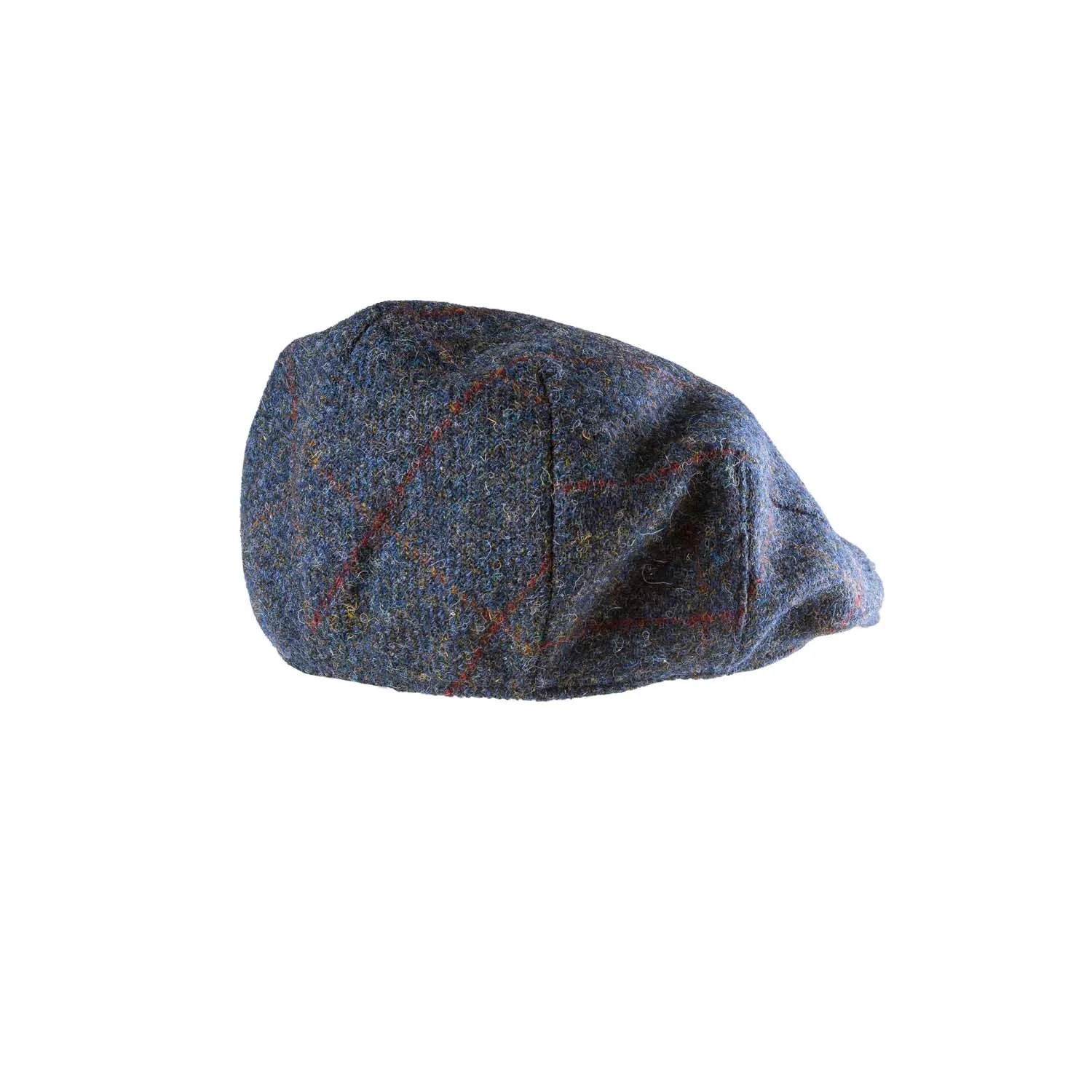 Men's Highland Harris Tweed Flat Cap Steel Blue Check