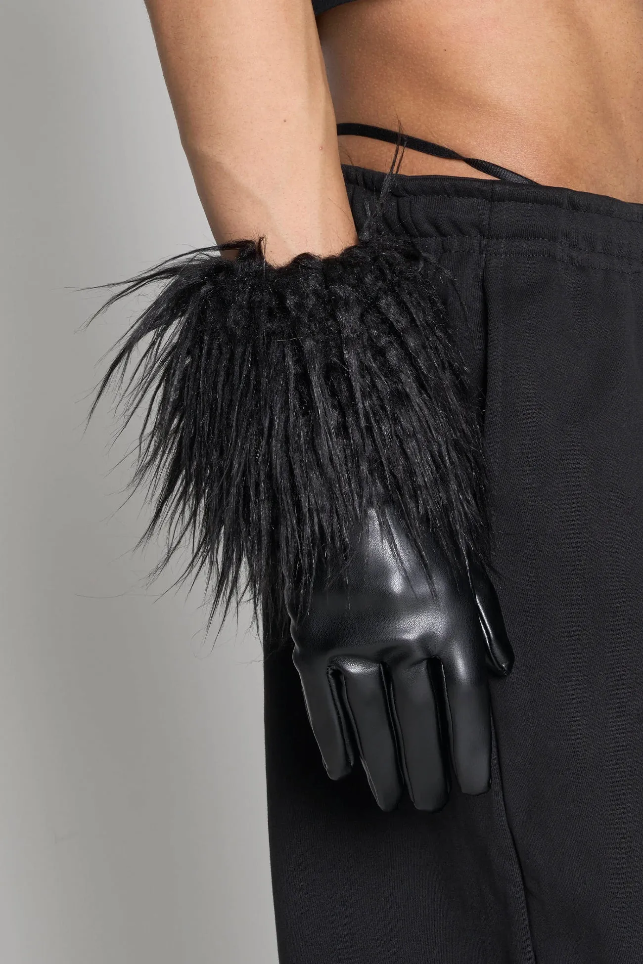 Midnight Faux Fur Gloves